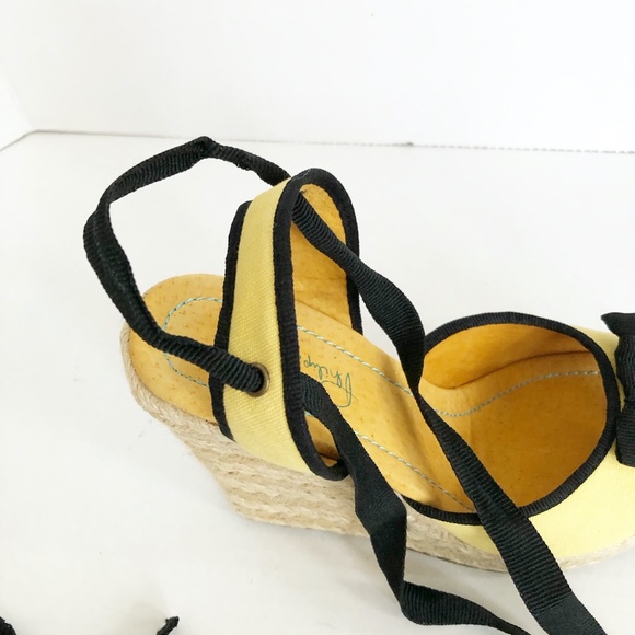 Philip Simon Yellow Peep Toe Espadrille Wedge - Picture 7 of 9